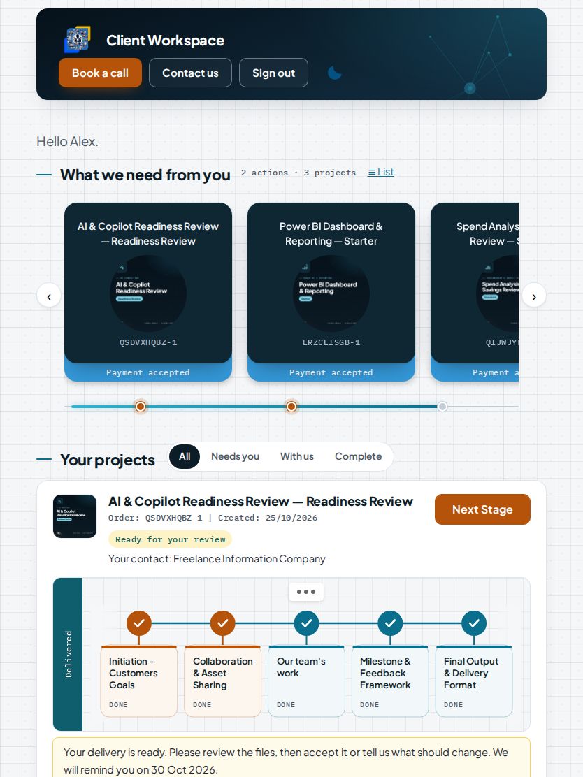 Tablet: the same workspace, laid out for touch.